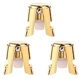 BOXOB 3uds Tapones para Champán, Corcho Botella de Acero Inoxidable y Silicona a Prueba de Fugas Mantienen Frescas Selladores Champán Ahorradores Tapón para Cava Prosecco y Espumosos (Oro)