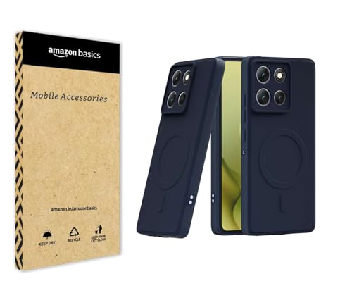 Image of amazon basics Back Cover for Moto G86 Power 5G Soft Matte Silicone Mag-Safe Design (Mag-Safe Not Support) Camera Protection | Slim Fit Bumper Cover (Blue)