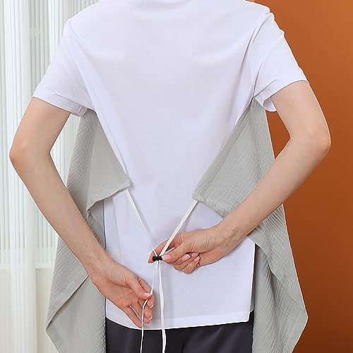 100% Muslin Cotton Breastfeeding Cover, Multi-use Nursing Covers with Arch Neckline & Back Adjustable Elastic Strap, Cotton Breathable Nursing Apron (Grey)