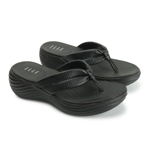 Image of ELLE womens El-st-wn-46 Black Wedge Sandal