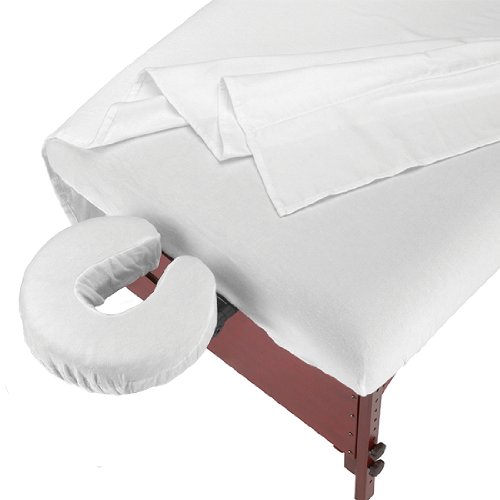 Apsley Linen Luxurious Sateen Weave 100% Organic Cotton 3-Piece Massage Table Spa Sheet Set (White Color, Solid Pattern)