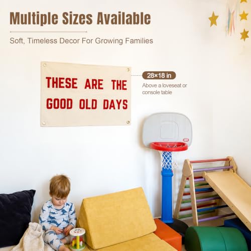 Image of These Are The Good Old Days Embroidered Wall Banner, Fabric Wall Decor