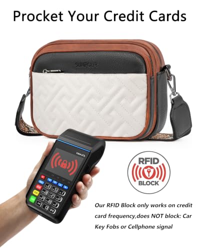 Image of Crossbody Bags for Women,Multi-Pocket Leather Crossbody Purse | RFID Blocking Pockets,Fits iPad,Adjustable Wide Strap,Quilted Exterior,8 Card Slots,Gift Ready
