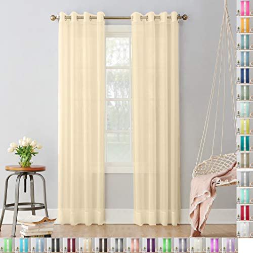 Megachest pair of sheer voile RING top (light champagne, 56" wideX81 drop(W142cmXH206cm))