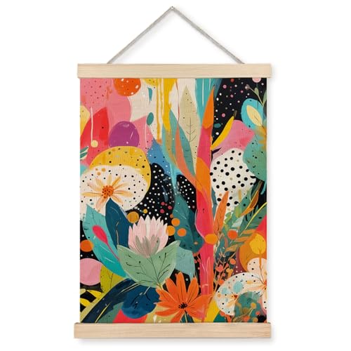 JINYO Maximalist Boho Floral Wall Art Poster, Eclectic Home Decor, Modern Abstract Colorful Flowers Floral Botanical Wall Art for Home Bedroom Living Room Office Decor, 12x16 Inches