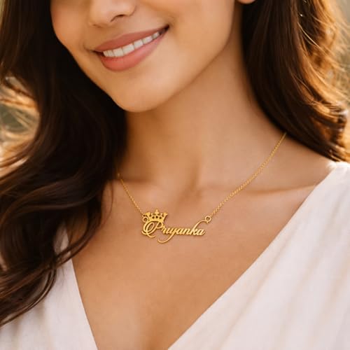 Image of Priyanka Cursive Gold & Silver Name Pendant Necklace, Best Jewelry Gift for Girls.