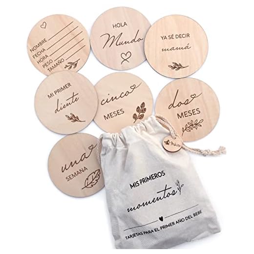 Tarjetas CUMPLE MES BEBE madera en Español - CAPTURA 30 MOMENTOS ESPECIALES del primer año de tu bebé - Perfecto como regalos bebes recien nacidos originales - Mikito