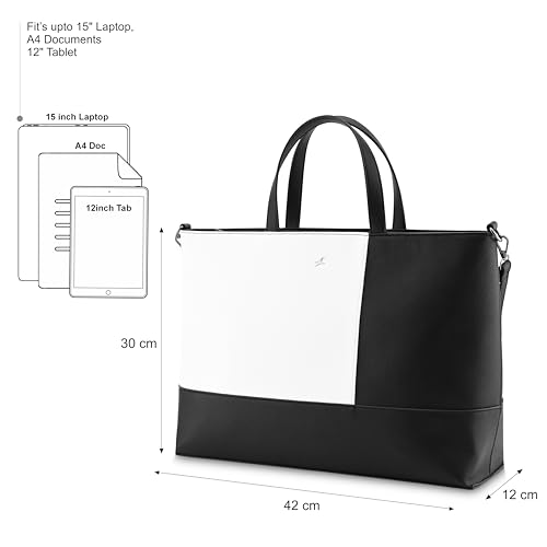 Image of Fastrack Colourpop Laptop Tote | Faux-Leather Women's Handbags | 15 inch Laptop Tote For Workwear And College, Black