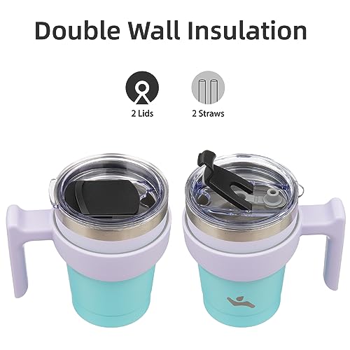 Image of Konokyo 10 oz Tumbler with Handle and Straw, Insulated Travel Mug
