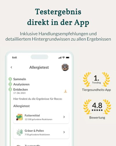 vetevo Allergietest Pro Hund, Unverträglichkeitstest Hunde 300+ Unverträglichkeiten Speichelprobe bei Juckreiz & Verdauungsprobleme, Testsieger