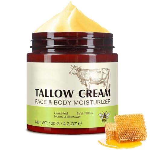 AYVROUP Tallow Creme Bio für Gesicht & Körper-100% Grass Fed Beef Tallow,Beef Tallow Skincare,Tiefe Hydratation & Pflege Rindertalg Creme Bio,Schnell Absorbierend für Empfindliche, Trockene Haut(120g)