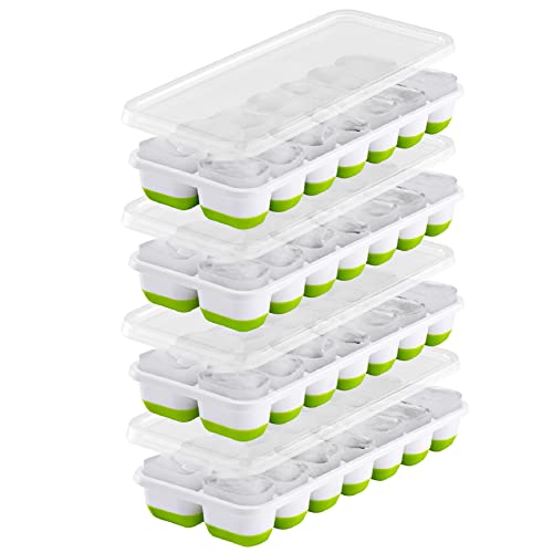 4 Pack Eiswürfelform mit Deckel, Eiswürfelbehälter Silikon, Langlebig Und Flexibel, 14 Eiswürfelformen, Leicht Zu Lösen, Stapelbar & Bpa-Frei, Babynahrung Ice Tray für Getränke, Obst, Joghurt Cover