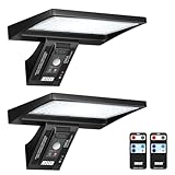 JESLED Solarlampen für Außen, 104 LED 8w 6000k, Superhelle Solarleuchte mit Bewegungsmelder Sicherheitswandleuchte 4 Modi Wasserdichte Wandleuchte Garten.Batterie austauschbar,2 Stück