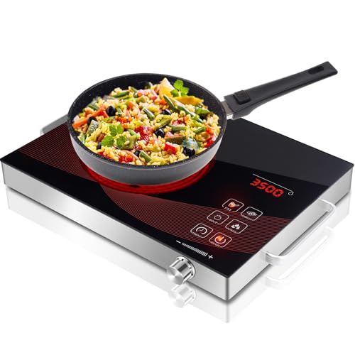 Nardea Placa de Cocina Electrica Portatil 1 Fuego 2200W, Placa de Cocina Electrica Pequeña con Controles Táctiles y 18 Niveles de Potencia, Placa de c...