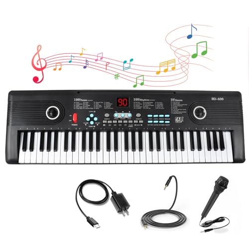 61 keys keyboard piano, Electronic Digital Piano with Built-In Speaker Microphone, Portable Keyboard Gift Teaching for Beginners, electric piano for kids