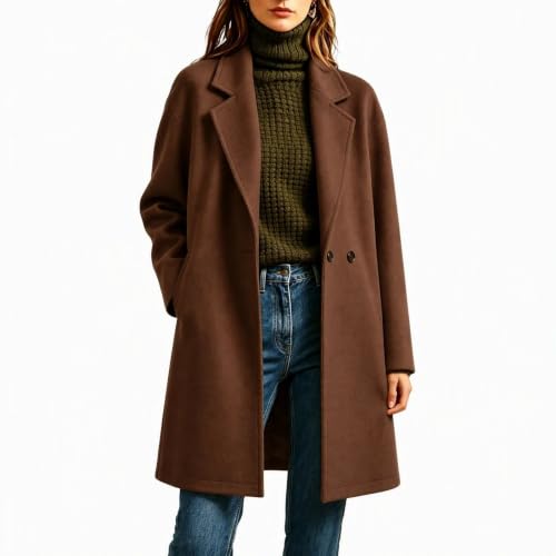Lainyong Wool Coats for Women Winter Oversized Long Jackets with Pockets - image 4