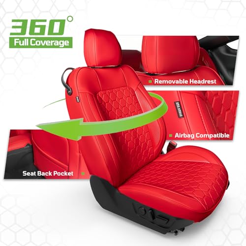 Image of Custom Leather Car Seat Covers for Ford Mustang 2015-2023 Coupe, Red