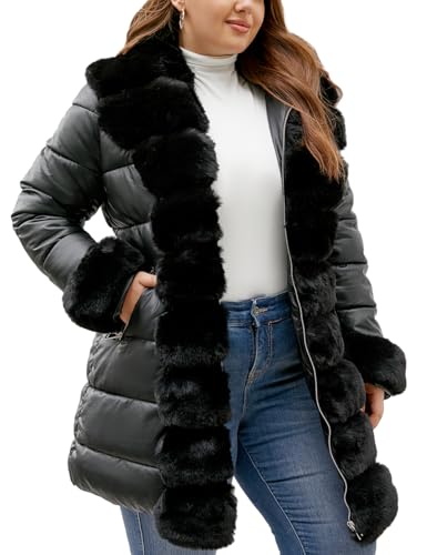 Geschallino Women's Puffer Coat Plus Size Winter Jacket Warm Hooded Thicken Padded Bubble Outerwear (1X-5X)2