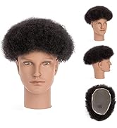 DAIXI 8x10 Inches Lace Base 4mm Curl Afro Curly Hair Toupee for Men 100% Afro Human Hair Base Uni...