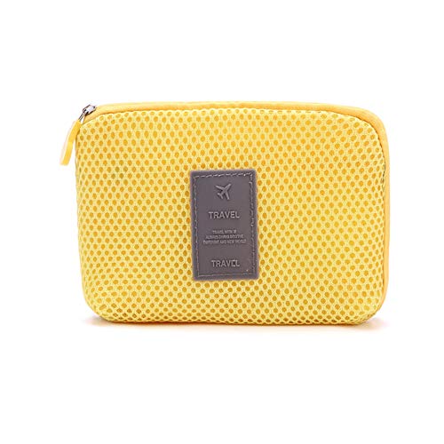 Preisvergleich Produktbild jingyuu 1 Stück Gelb Reißverschluss Handtasche Polyester Kosmetische Kosmetiktasche Aufbewahrungstasche Schlüssel Aufbewahrungstasche Mäppchen für Frauen 16 * 13cm