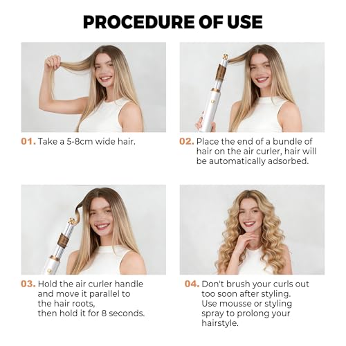 Image of 5 in 1 Hair Dryer Brush Set,Professional Hot Air Styler, Air Curling Wrap Styler,Detachable Blow Dryer Brush with Auto Wrap Curlers,Hair Styling Tools for Straight /Curl /Drying /Smoothing