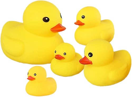 Juguetes de pato de baño, 5 piezas de patos chirriantes familiares para baby shower, niños y niñas (familia de pato amarillo)