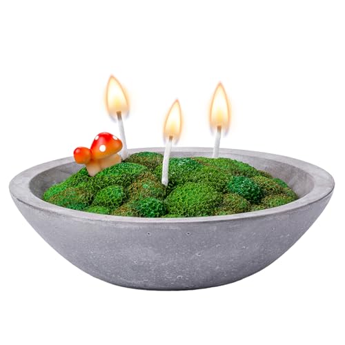 Grass Moss Scented Candle Bowl - Botanical Rustic Home Decor for Weddings, Anniversaries