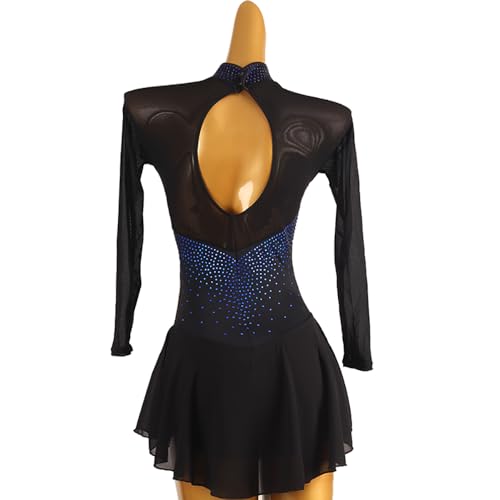 Vestido de patinação artística, simples, brilhante, strass, patinação artística, competição, apresen