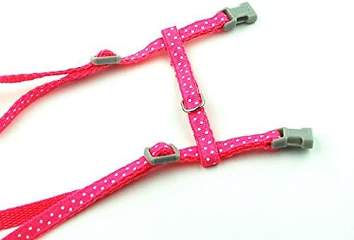 SMALLLEE_LUCKY_STORE Pet Cat Harness and Lead Leash Set Polka Dots Collar Chest Strap Adjustable Escape Proof Walking Training for Kitten Puppy Rabbit,Pink - Image 3