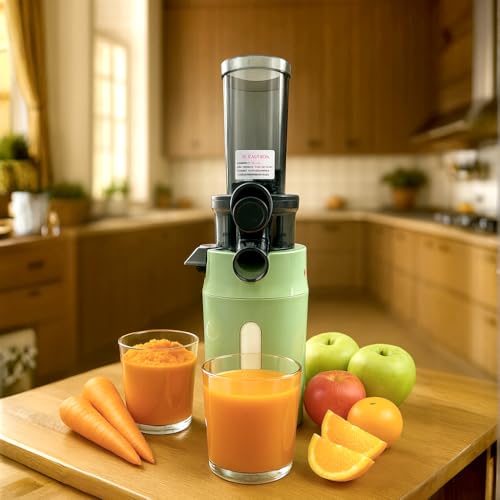 Zuminstant Compact Elektrische Saftpresse (Slow Juicer): kaltgepresst, reich an Nährstoffen, schäumender Entsafter, platzsparend, elegant und vielseitig – für frisches Obst und Gemüse