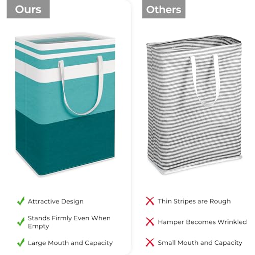 HomeHacks 2-Pack Large Laundry Basket, Waterproof, Freestanding Laundry Hamper, Collapsible Tall Clothes Hamper with Extended Handles for Clothes Toys in the Dorm and Family (Green, 75L)