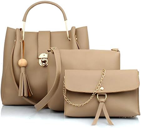 Mammon women's beige handbag combo (set of 3)