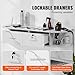 VEVOR Wall Mount Styling Station, Hair Barber Table with 5 Hair Dryer Holders, 2 Drawers(One Lockable), Beauty Salon Equipment for SPA, Barber Shop, Home & Bathroom, Marble White