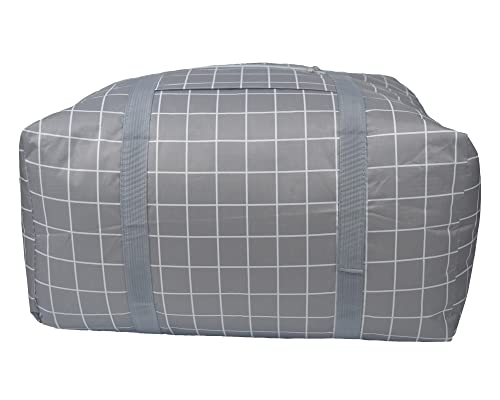 Carry-On Collapsible luggage bags for Women - Lightweight, Waterproof, and Cute large duffle bag for travel with durable design (35L, Grey grid)4