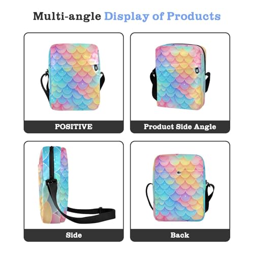 Rainbow Fish Scale Colorful small messenger bag for women men shoulder bag Women's Purses Adjustable Strap for Shopping Travel4