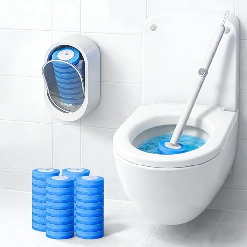 SOPAMI Disposable Toilet Brush with 32 Refills Deep Cleaning Touch Free
