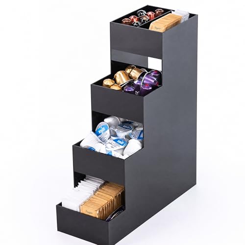 Didaey Coffee Station Organizer Tall Skinny 8 Compartment 19" D x 6" W x 16" H Black Acrylic Countertop Condiment Organizer Holder Stand for Coffee Supplies Tea Candy Kitchen Cafe Office Hotel Bar by Didaey - Used condition - Image 9