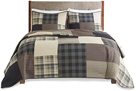Woolrich Winter Hills Reversible Quilt Set - Cottage Styling Reversed to Solid Color, All Season Lightweight Coverlet, Cozy Bedding Layer, Matching Shams, Oversized King/Cal King, Plaid Tan 3 Piece - Image 13