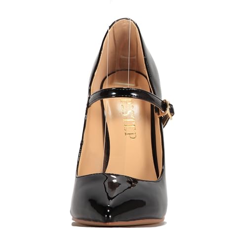 UP2STEP Women Solid Patent Pointed Toe Mary Jane Stiletto Heels Slip on Buckle Strap Shoes Wedding Pumps Dress Party4