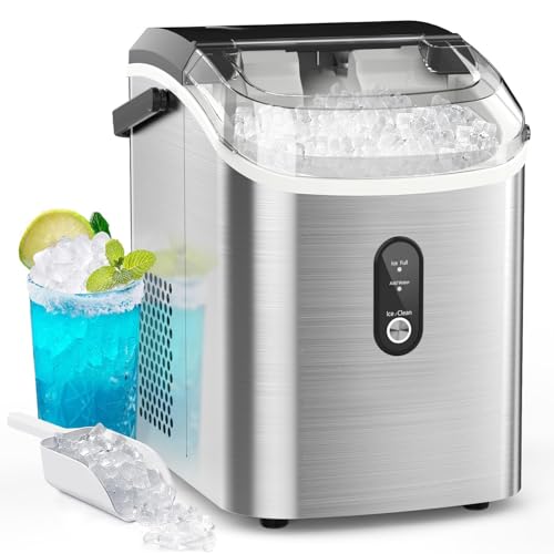 Kndko Nugget Ice Maker Countertop with Handle, Ready in 6 Mins, 35lbs Per Day, Pebble Ice Machine...