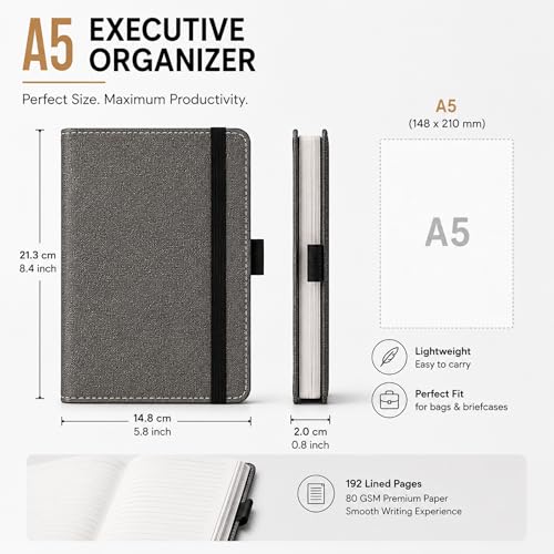 Image of Leather Hard Bound Notebook A5 Journal Diary For Office Use With Mobile & Card Holder Or Pen Loop Dairy For Personal |Ruled Pages With Strap Bookmark Journal Notebook (B92) 200 Pages