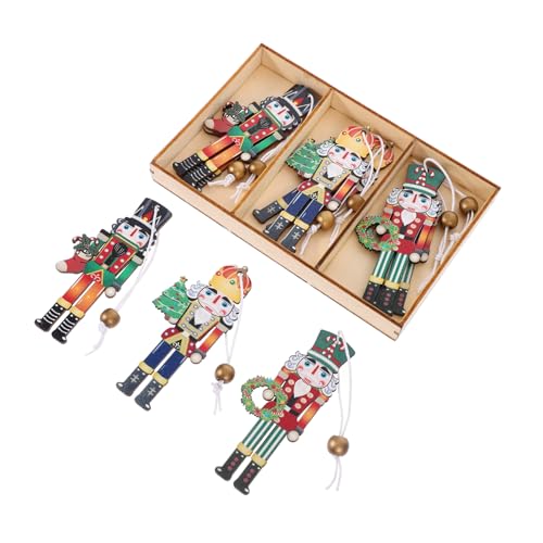 Pendentif Casse-Noisette en bois FCXDMY : lot de 9 ornements suspendus pour sapin de Noël