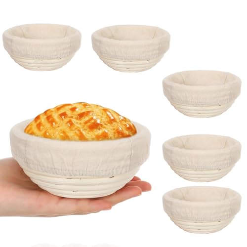 Rfeeuubft 5Inch Banneton Bread Proofing Basket Round Dough Sourdough Proofing Basket Dough Proofing Bowls with Removable Liner