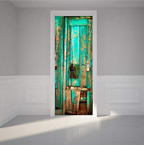Autocollants art de porte en bois vert minable pour salon GZZ
