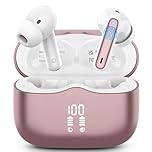 Wireless Earbuds, Bluetooth 5.4 Headphones in Ear with HiFi Stereo Deep Bass, 4 ENC Noise Cancelling Mic Wireless Earphones 40H Playtime, Bluetooth Earbuds Dual LED Display, IP7 Waterproof, Rose gold