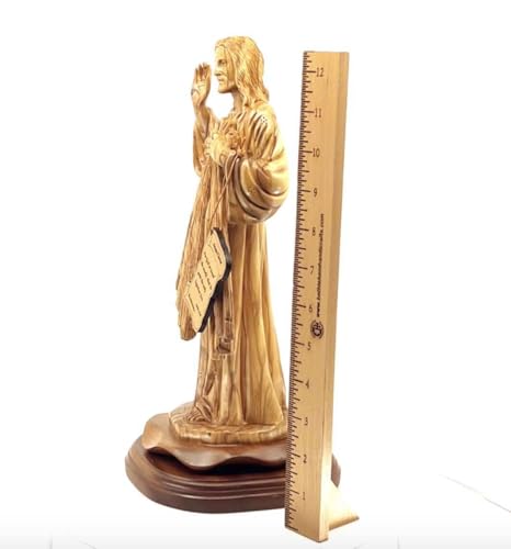 Estatua Divina Misericordia tallada en madera miniatura 4