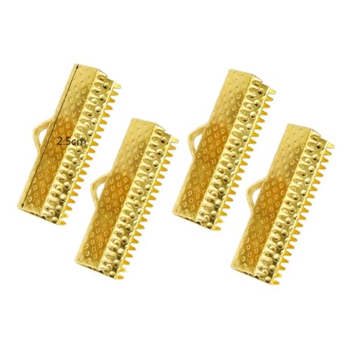 NUOBESTY 100pcs 2.5cm Jewelry Clasps Metal Fastener Clamps Plated Ribbon Ends Clamp Cord Ends DIY Accessories