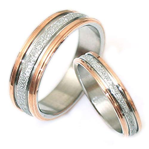 Gemini Two Tone Rose Gold Couple Titanium Wedding Anniversary Rings Set Valentine Day Gift