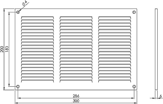 300x200mm / 12x8" inch Stainless Steel Metal Air Vent Grille Cover with Insect Mesh - Ventilation Cover - Image 2