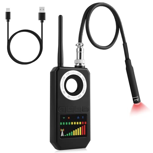 Detector de Cámaras y Micrófonos Ocultos, 4 en 1 de Bug Detector – RF Inalámbrico, Rastreador GPS, Escáner de Señal y Sensor Magnético Fuerte con 5 Niveles de Sensibilidad para Hogar, Oficina, Hotel